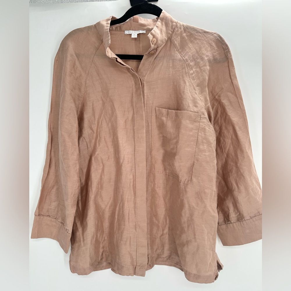 Lunya Women Linen Silk Blend Button Down Shirt Size Small